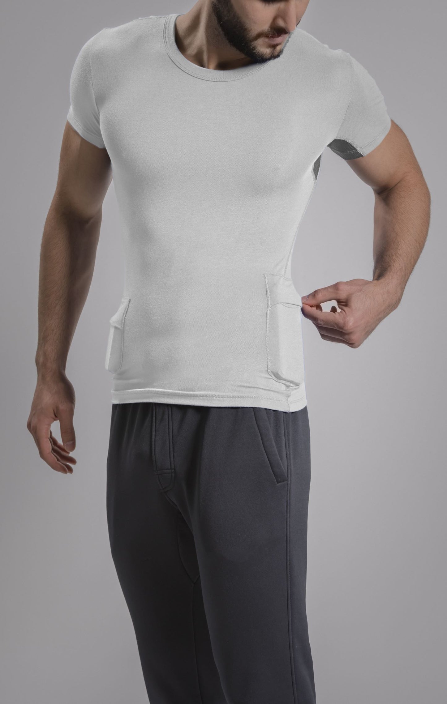 Men's Loungewear Crew Neck Tee with Insulin Pump and Cell Phone Pockets