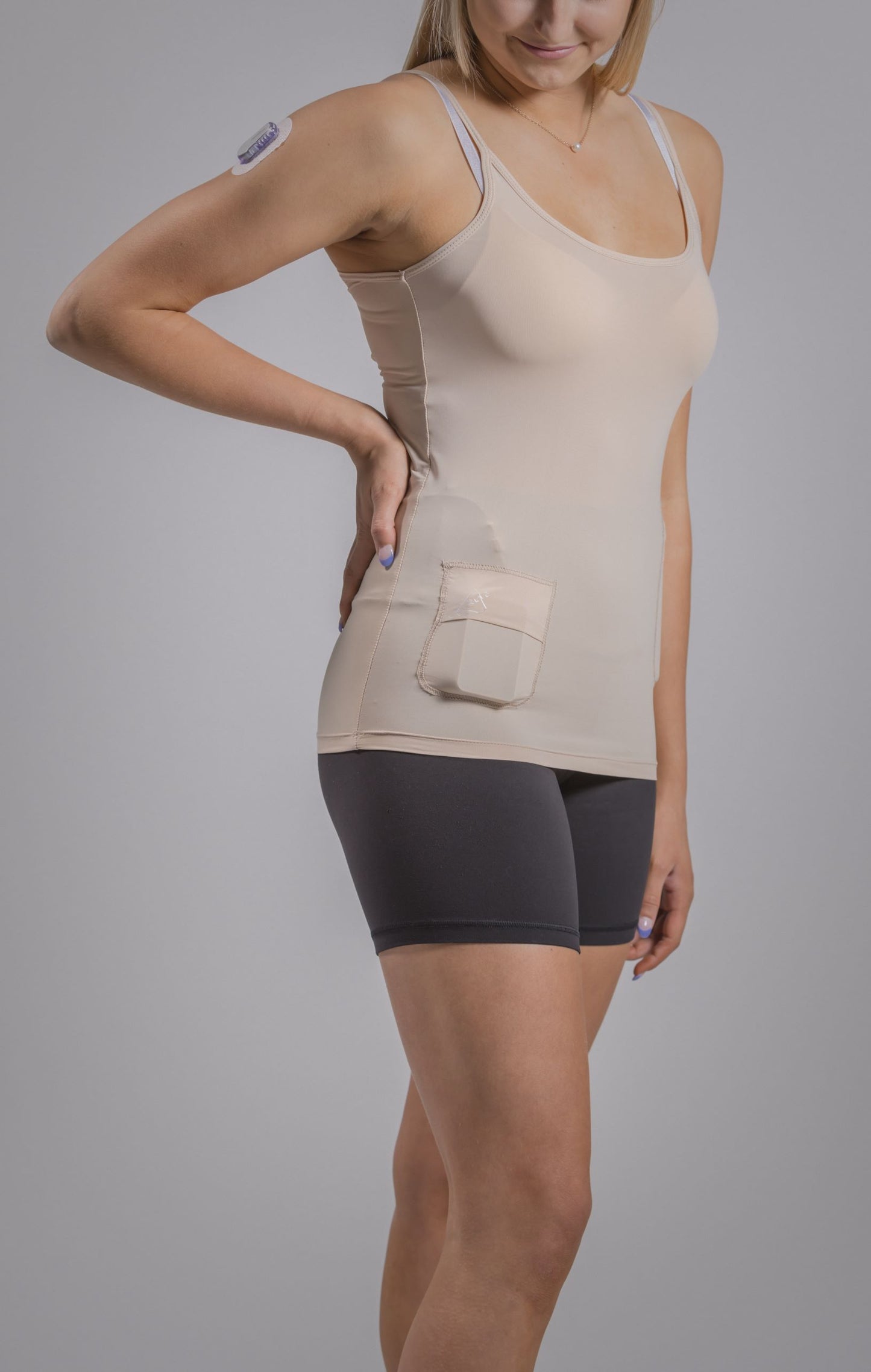 Women's Slip Cami Tank with Insulin Pump and Cell Phone Pocket