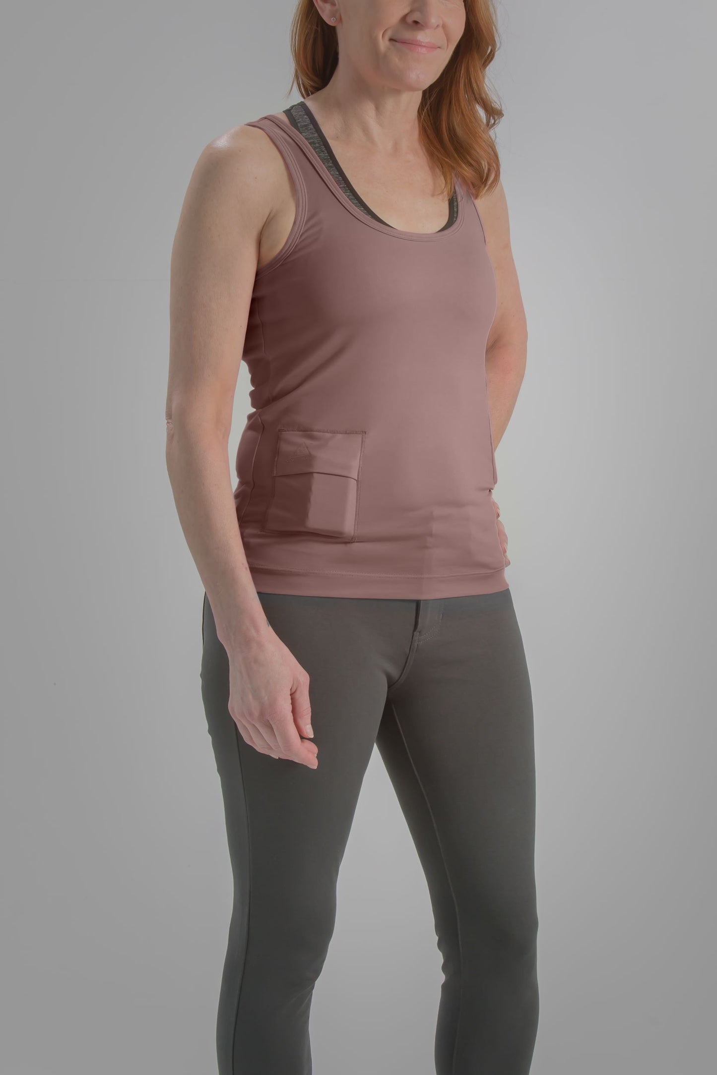 Women's Activewear Scoop Neck Tank with Insulin Pump and Cell Phone Pockets